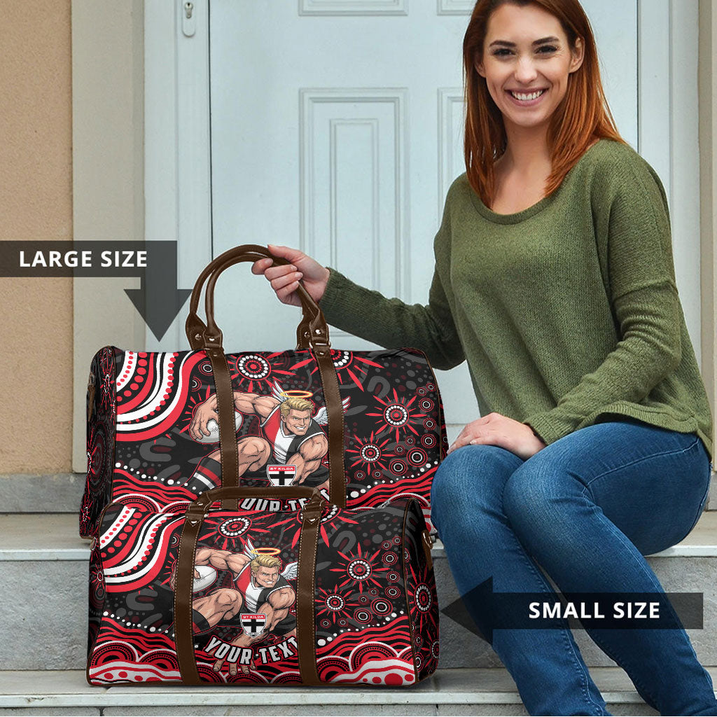 Personalized St Kilda Saints Footy Mascot Travel Bag Aboriginal Dot Art - Dreamtime Football Mascot