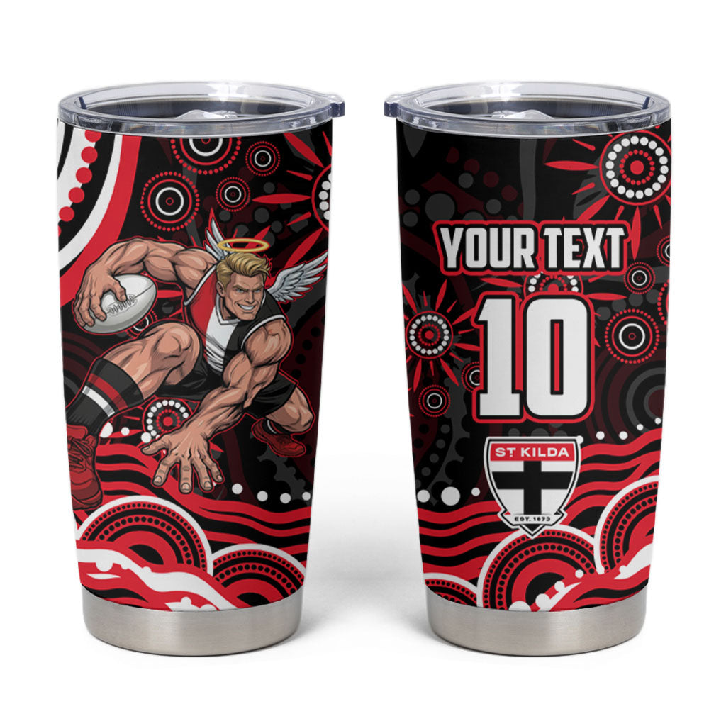 Personalized St Kilda Saints Footy Mascot Tumbler Cup Aboriginal Dot Art - Dreamtime Football Mascot