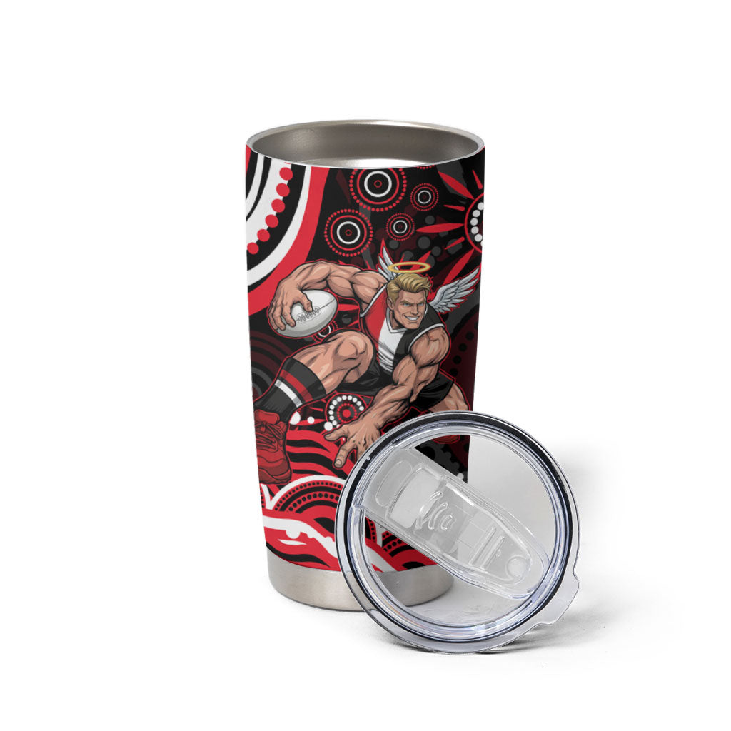 Personalized St Kilda Saints Footy Mascot Tumbler Cup Aboriginal Dot Art - Dreamtime Football Mascot