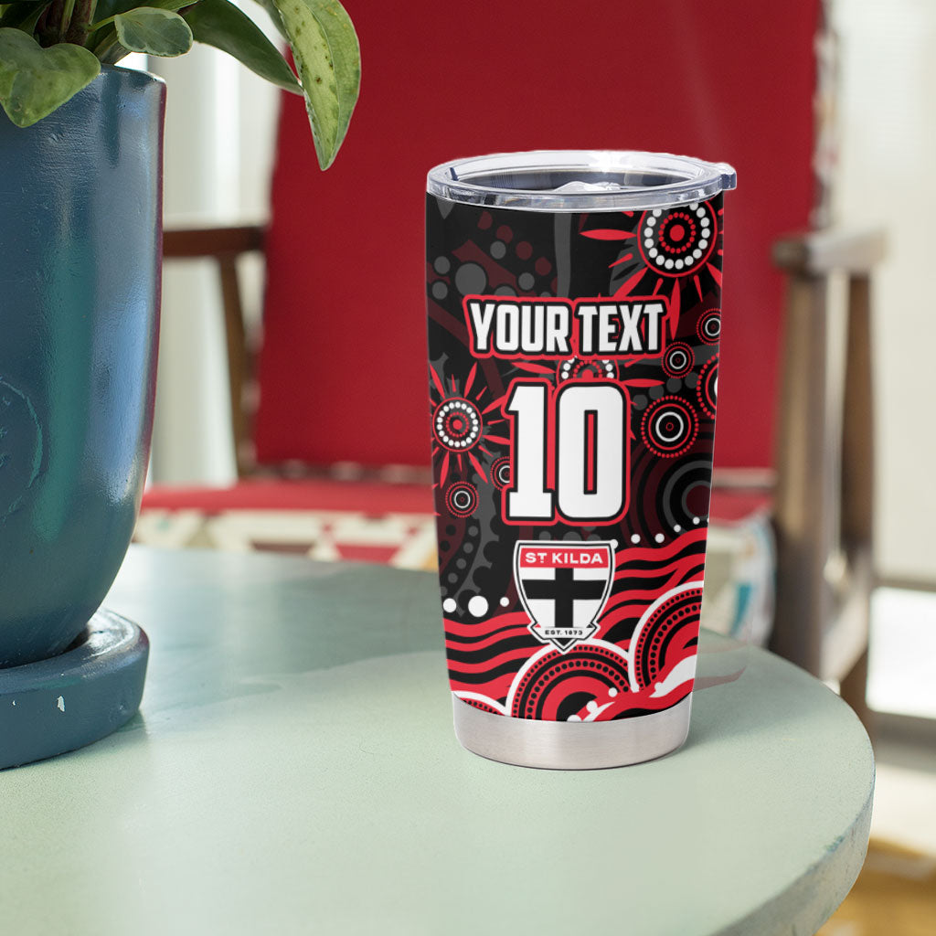 Personalized St Kilda Saints Footy Mascot Tumbler Cup Aboriginal Dot Art - Dreamtime Football Mascot