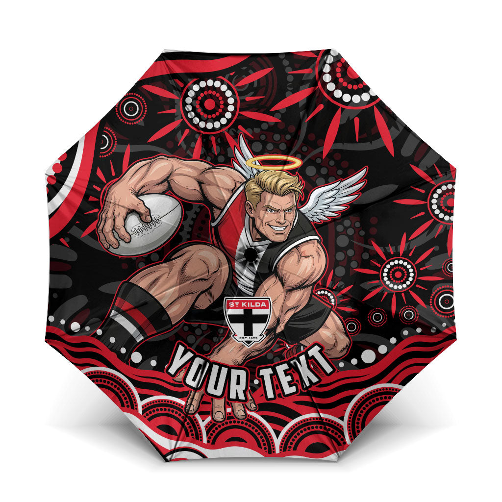 Personalized St Kilda Saints Footy Mascot Umbrella Aboriginal Dot Art - Dreamtime Football Mascot