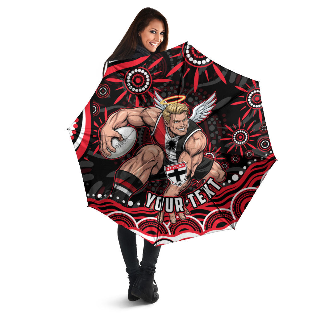 Personalized St Kilda Saints Footy Mascot Umbrella Aboriginal Dot Art - Dreamtime Football Mascot