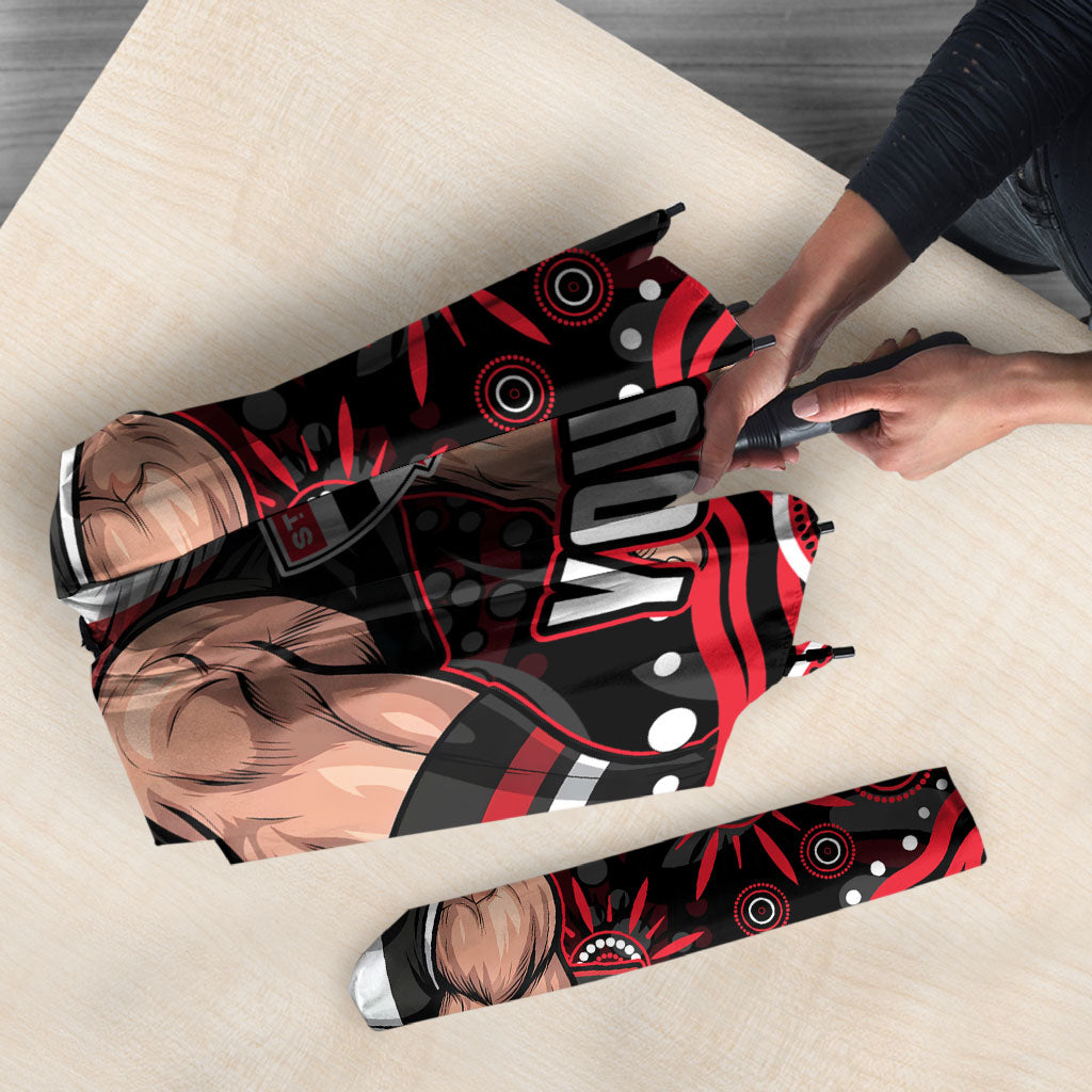 Personalized St Kilda Saints Footy Mascot Umbrella Aboriginal Dot Art - Dreamtime Football Mascot