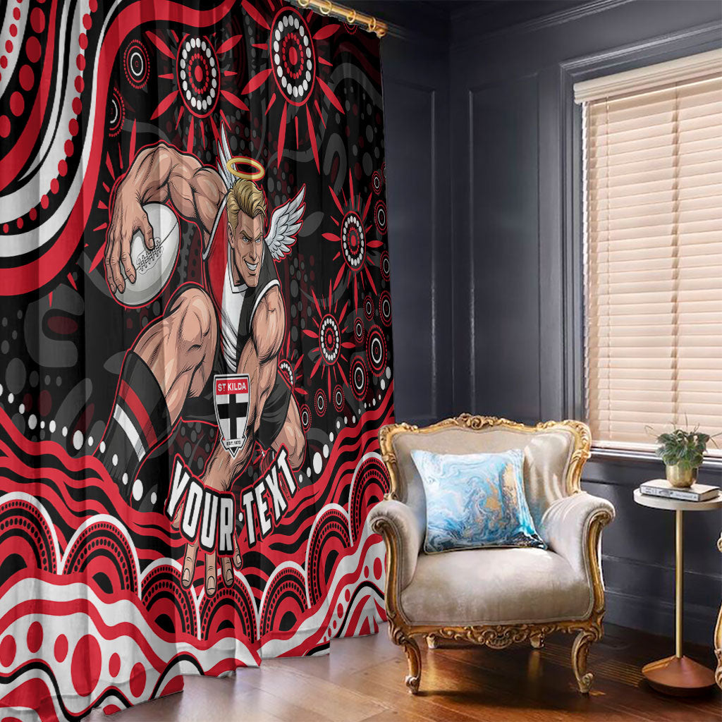 Personalized St Kilda Saints Footy Mascot Window Curtain Aboriginal Dot Art - Dreamtime Football Mascot