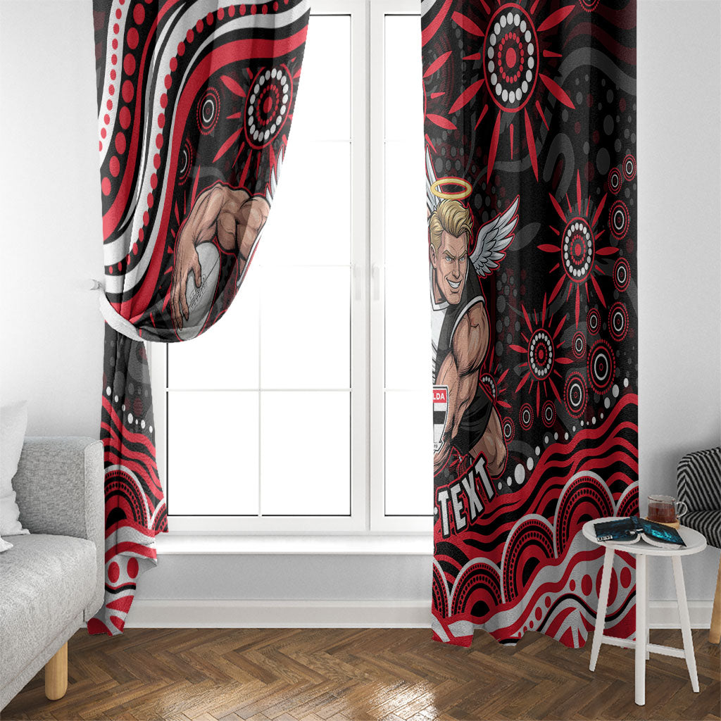 Personalized St Kilda Saints Footy Mascot Window Curtain Aboriginal Dot Art - Dreamtime Football Mascot