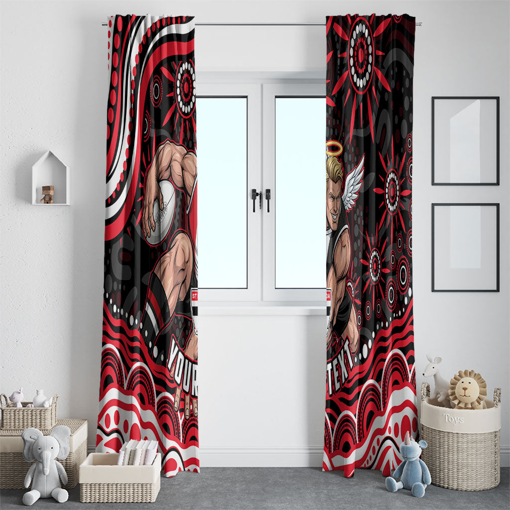 Personalized St Kilda Saints Footy Mascot Window Curtain Aboriginal Dot Art - Dreamtime Football Mascot