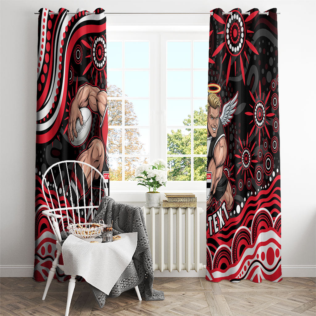 Personalized St Kilda Saints Footy Mascot Window Curtain Aboriginal Dot Art - Dreamtime Football Mascot