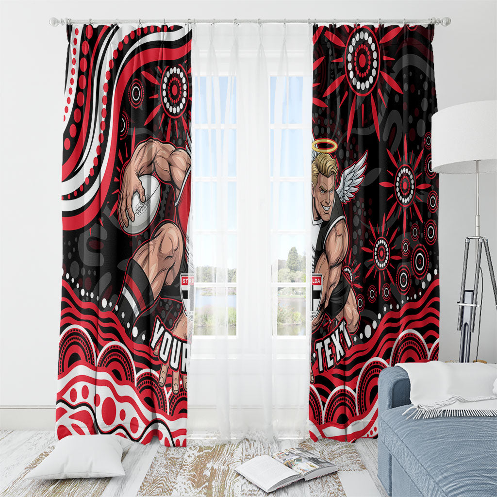 Personalized St Kilda Saints Footy Mascot Window Curtain Aboriginal Dot Art - Dreamtime Football Mascot