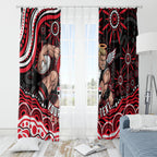 Personalized St Kilda Saints Footy Mascot Window Curtain Aboriginal Dot Art - Dreamtime Football Mascot