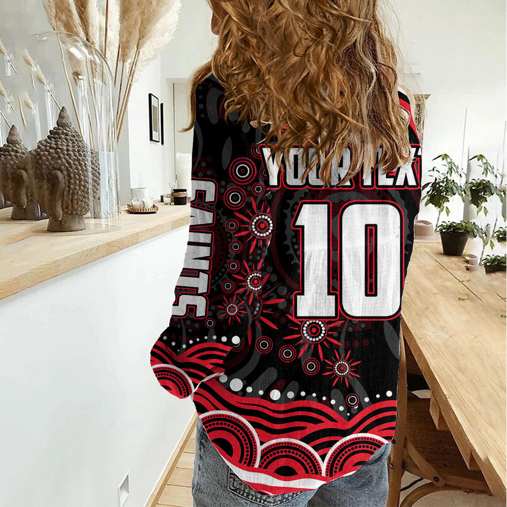 Personalized St Kilda Saints Footy Mascot Women Casual Shirt Aboriginal Dot Art - Dreamtime Football Mascot