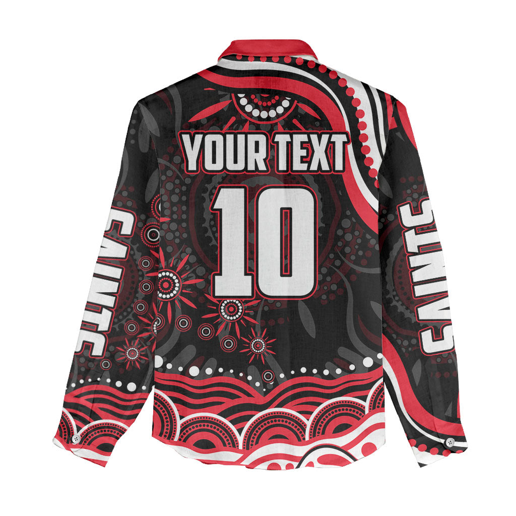 Personalized St Kilda Saints Footy Mascot Women Casual Shirt Aboriginal Dot Art - Dreamtime Football Mascot