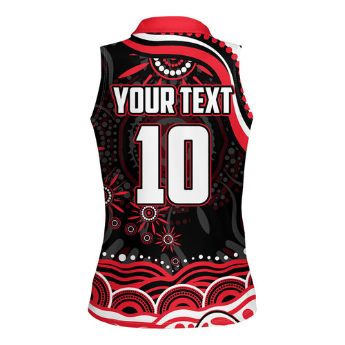 Personalized St Kilda Saints Footy Mascot Women Sleeveless Polo Shirt Aboriginal Dot Art - Dreamtime Football Mascot