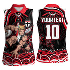 Personalized St Kilda Saints Footy Mascot Women Sleeveless Polo Shirt Aboriginal Dot Art - Dreamtime Football Mascot