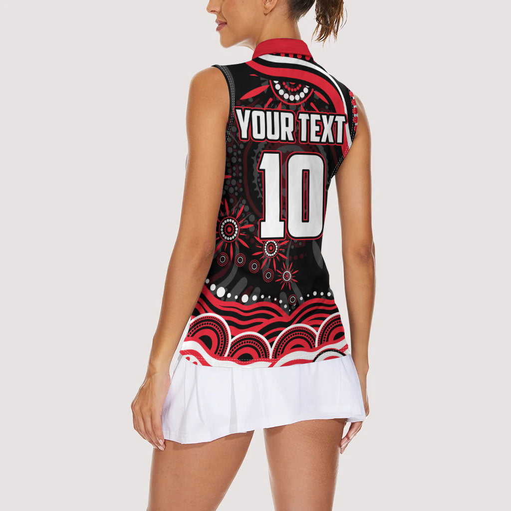 Personalized St Kilda Saints Footy Mascot Women Sleeveless Polo Shirt Aboriginal Dot Art - Dreamtime Football Mascot