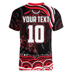 Personalized St Kilda Saints Footy Mascot Women V-Neck T-Shirt Aboriginal Dot Art - Dreamtime Football Mascot