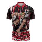Personalized St Kilda Saints Footy Mascot Zipper Polo Shirt Aboriginal Dot Art - Dreamtime Football Mascot