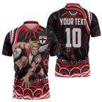 Personalized St Kilda Saints Footy Mascot Zipper Polo Shirt Aboriginal Dot Art - Dreamtime Football Mascot