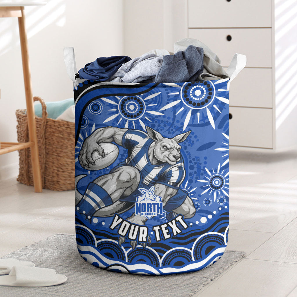 Personalized North Melbourne Kangaroos Footy Mascot Laundry Basket Aboriginal Dot Art - Dreamtime Football Mascot