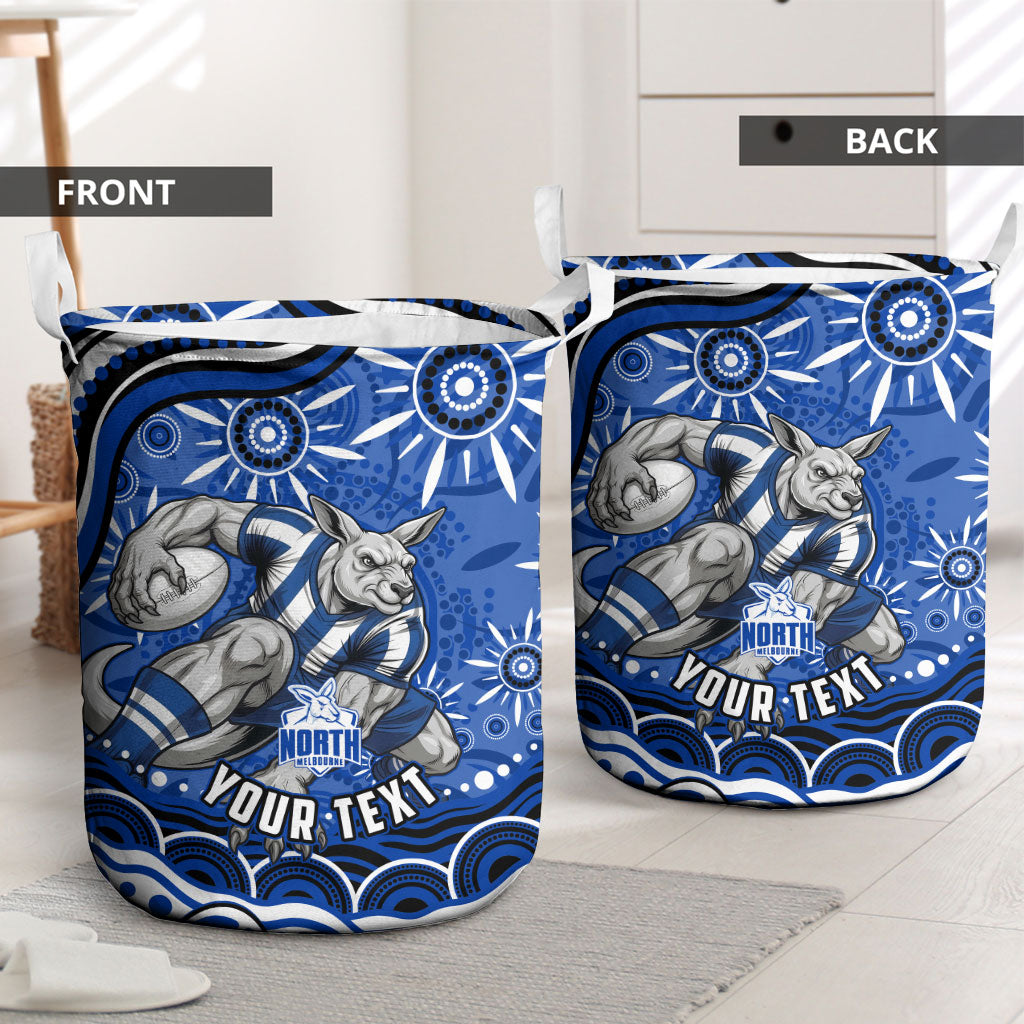 Personalized North Melbourne Kangaroos Footy Mascot Laundry Basket Aboriginal Dot Art - Dreamtime Football Mascot