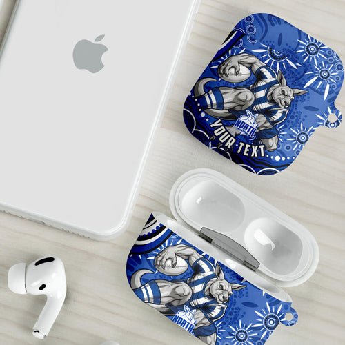 Personalized North Melbourne Kangaroos Footy Mascot AirPods Case Aboriginal Dot Art - Dreamtime Football Mascot