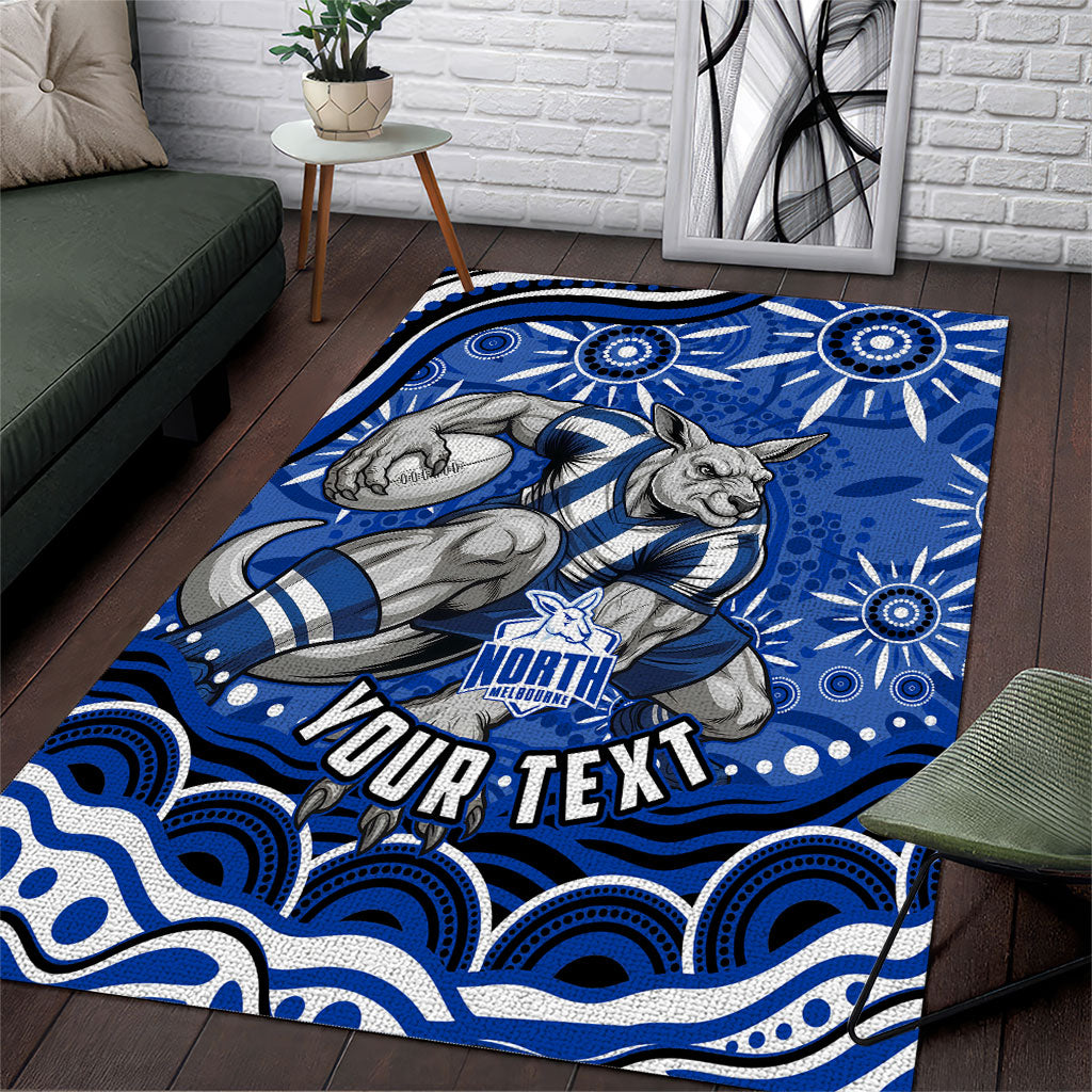 Personalized North Melbourne Kangaroos Footy Mascot Area Rug Aboriginal Dot Art - Dreamtime Football Mascot