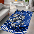 Personalized North Melbourne Kangaroos Footy Mascot Area Rug Aboriginal Dot Art - Dreamtime Football Mascot