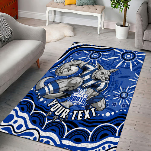 Personalized North Melbourne Kangaroos Footy Mascot Area Rug Aboriginal Dot Art - Dreamtime Football Mascot