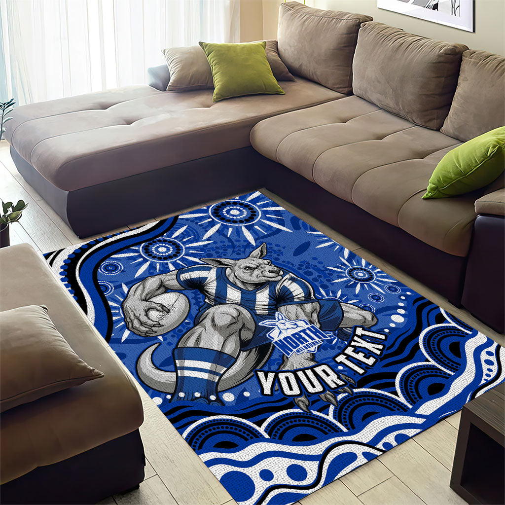Personalized North Melbourne Kangaroos Footy Mascot Area Rug Aboriginal Dot Art - Dreamtime Football Mascot