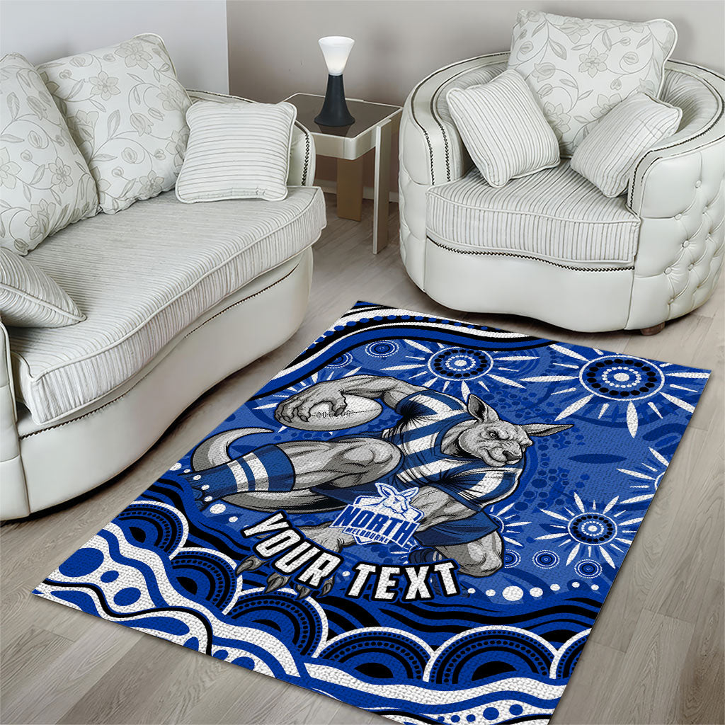 Personalized North Melbourne Kangaroos Footy Mascot Area Rug Aboriginal Dot Art - Dreamtime Football Mascot