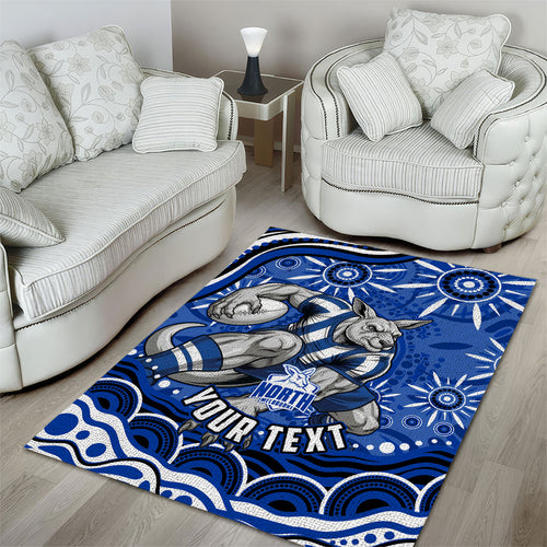 Personalized North Melbourne Kangaroos Footy Mascot Area Rug Aboriginal Dot Art - Dreamtime Football Mascot
