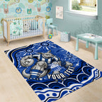 Personalized North Melbourne Kangaroos Footy Mascot Area Rug Aboriginal Dot Art - Dreamtime Football Mascot