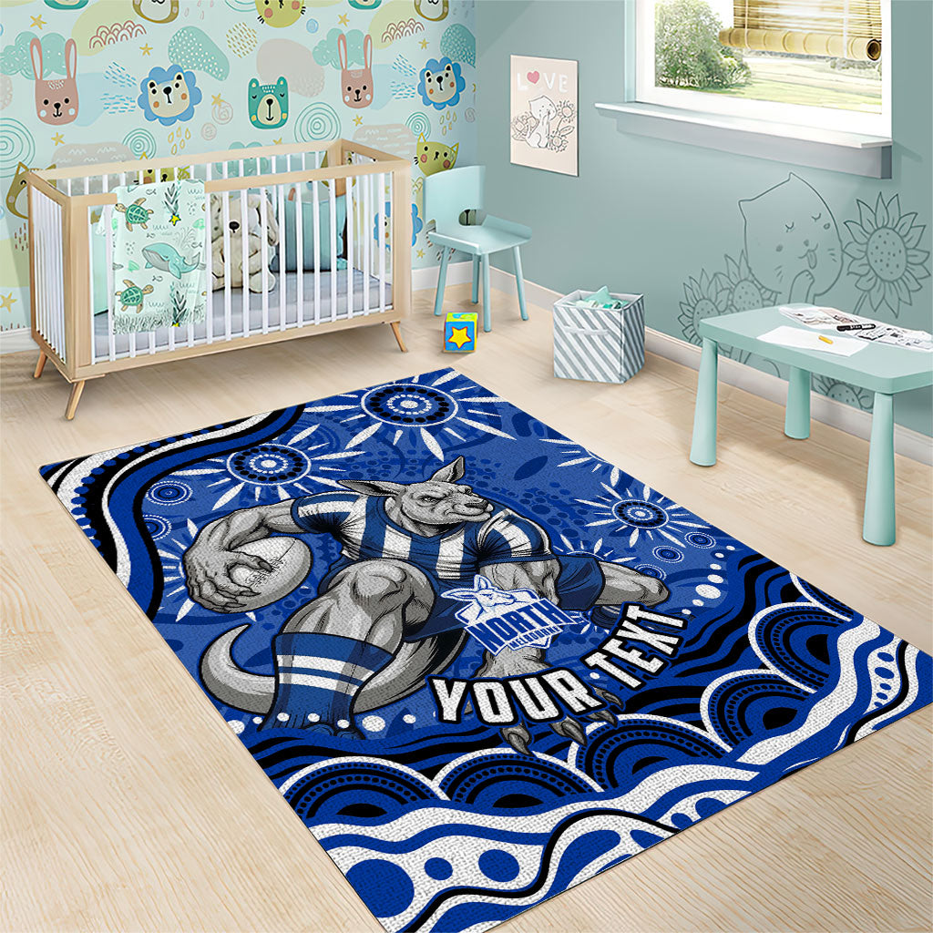Personalized North Melbourne Kangaroos Footy Mascot Area Rug Aboriginal Dot Art - Dreamtime Football Mascot