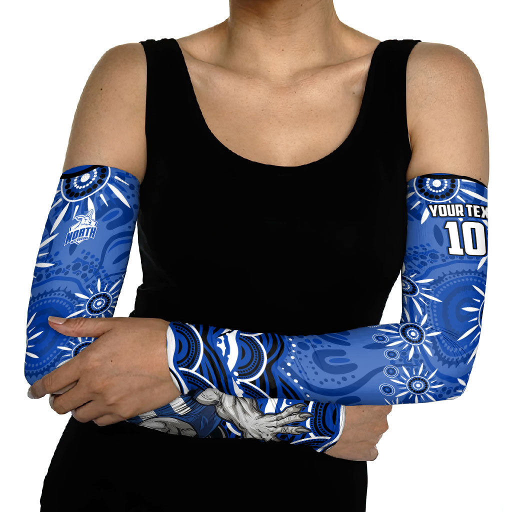 Personalized North Melbourne Kangaroos Footy Mascot Arm Sleeves Aboriginal Dot Art - Dreamtime Football Mascot