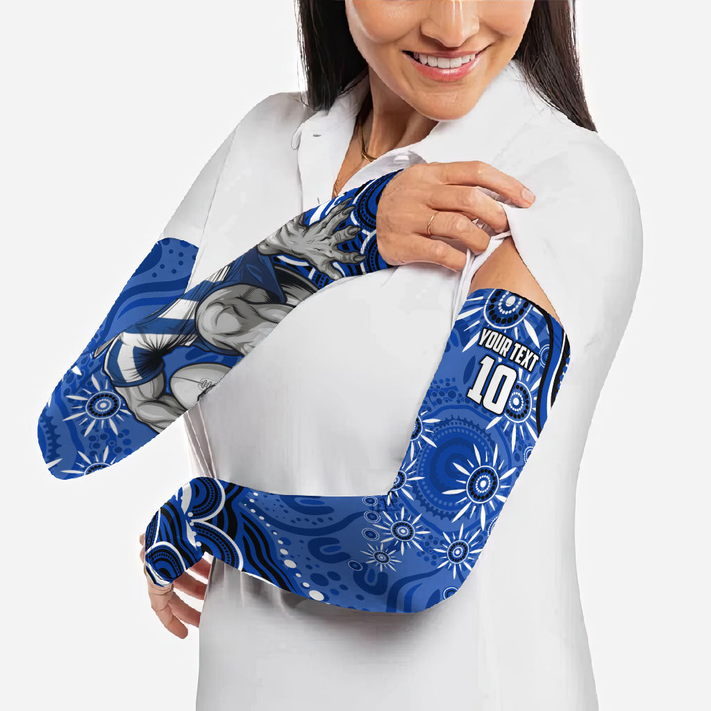 Personalized North Melbourne Kangaroos Footy Mascot Arm Sleeves Aboriginal Dot Art - Dreamtime Football Mascot