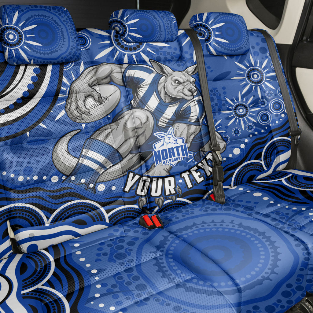 Personalized North Melbourne Kangaroos Footy Mascot Back Car Seat Cover Aboriginal Dot Art - Dreamtime Football Mascot