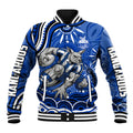 Personalized North Melbourne Kangaroos Footy Mascot Baseball Jacket Aboriginal Dot Art - Dreamtime Football Mascot