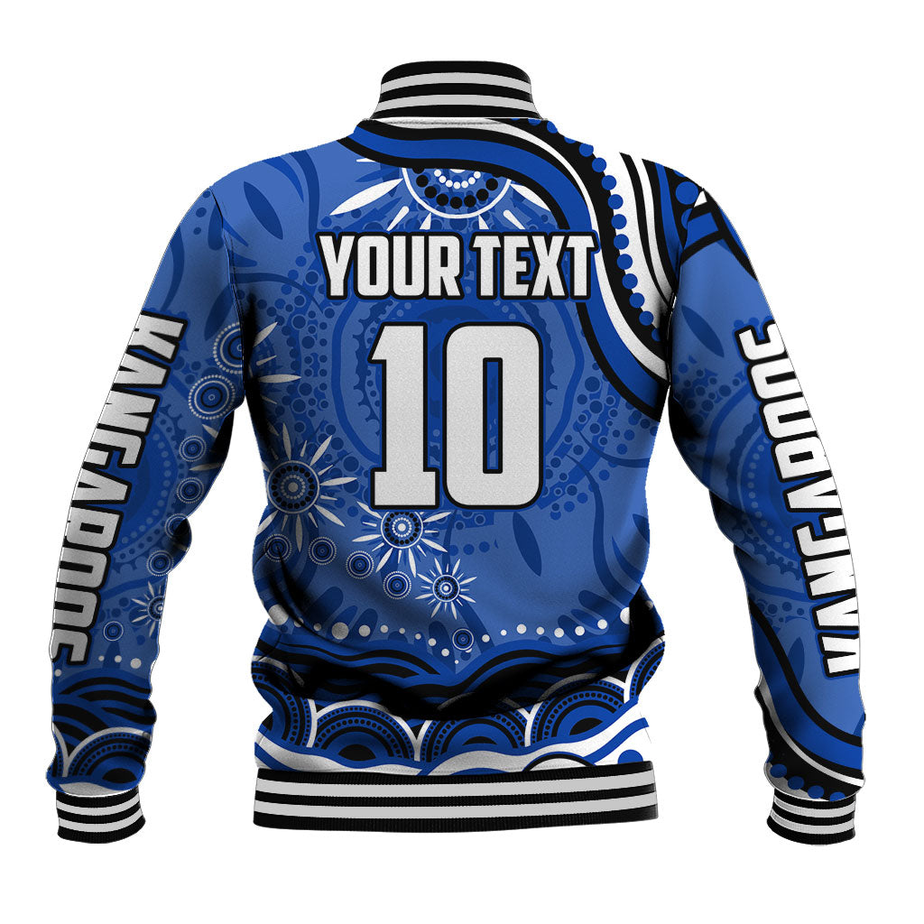 Personalized North Melbourne Kangaroos Footy Mascot Baseball Jacket Aboriginal Dot Art - Dreamtime Football Mascot