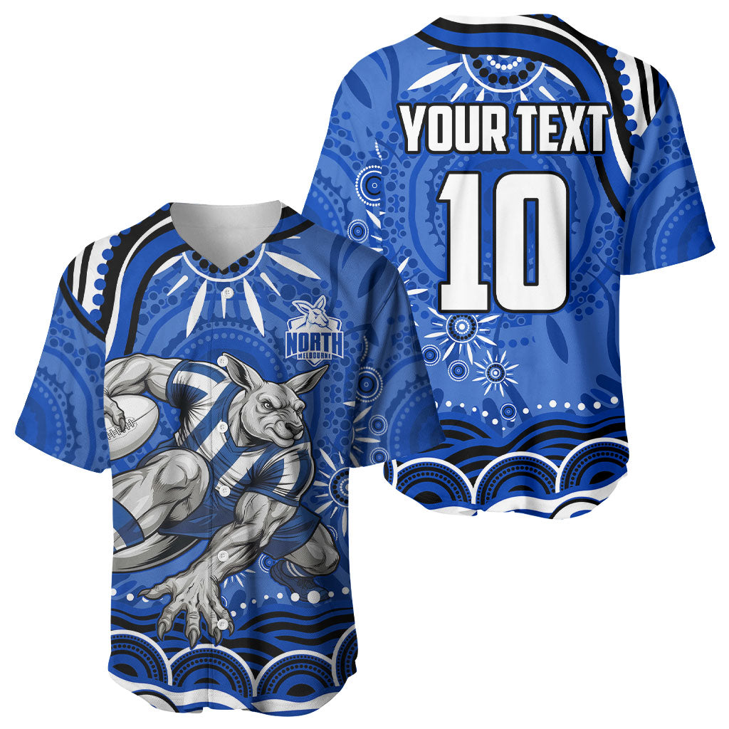 Personalized North Melbourne Kangaroos Footy Mascot Baseball Jersey Aboriginal Dot Art - Dreamtime Football Mascot
