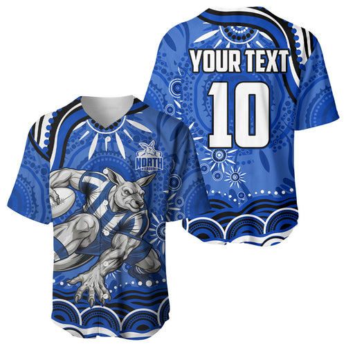 Personalized North Melbourne Kangaroos Footy Mascot Baseball Jersey Aboriginal Dot Art - Dreamtime Football Mascot