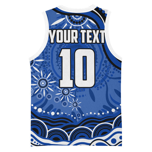Personalized North Melbourne Kangaroos Footy Mascot Basketball Jersey Aboriginal Dot Art - Dreamtime Football Mascot