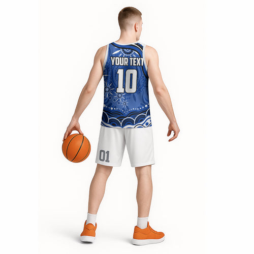 Personalized North Melbourne Kangaroos Footy Mascot Basketball Jersey Aboriginal Dot Art - Dreamtime Football Mascot
