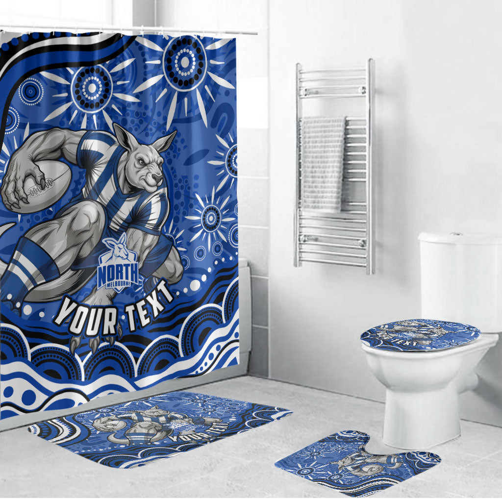 Personalized North Melbourne Kangaroos Footy Mascot Bathroom Set Aboriginal Dot Art - Dreamtime Football Mascot