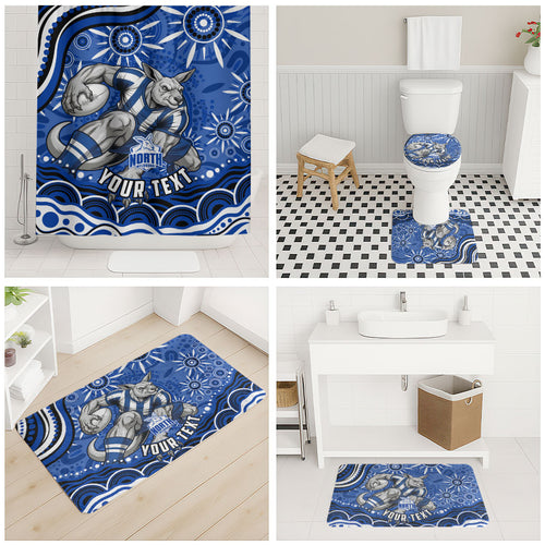 Personalized North Melbourne Kangaroos Footy Mascot Bathroom Set Aboriginal Dot Art - Dreamtime Football Mascot