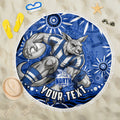 Personalized North Melbourne Kangaroos Footy Mascot Beach Blanket Aboriginal Dot Art - Dreamtime Football Mascot