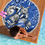 Personalized North Melbourne Kangaroos Footy Mascot Beach Blanket Aboriginal Dot Art - Dreamtime Football Mascot