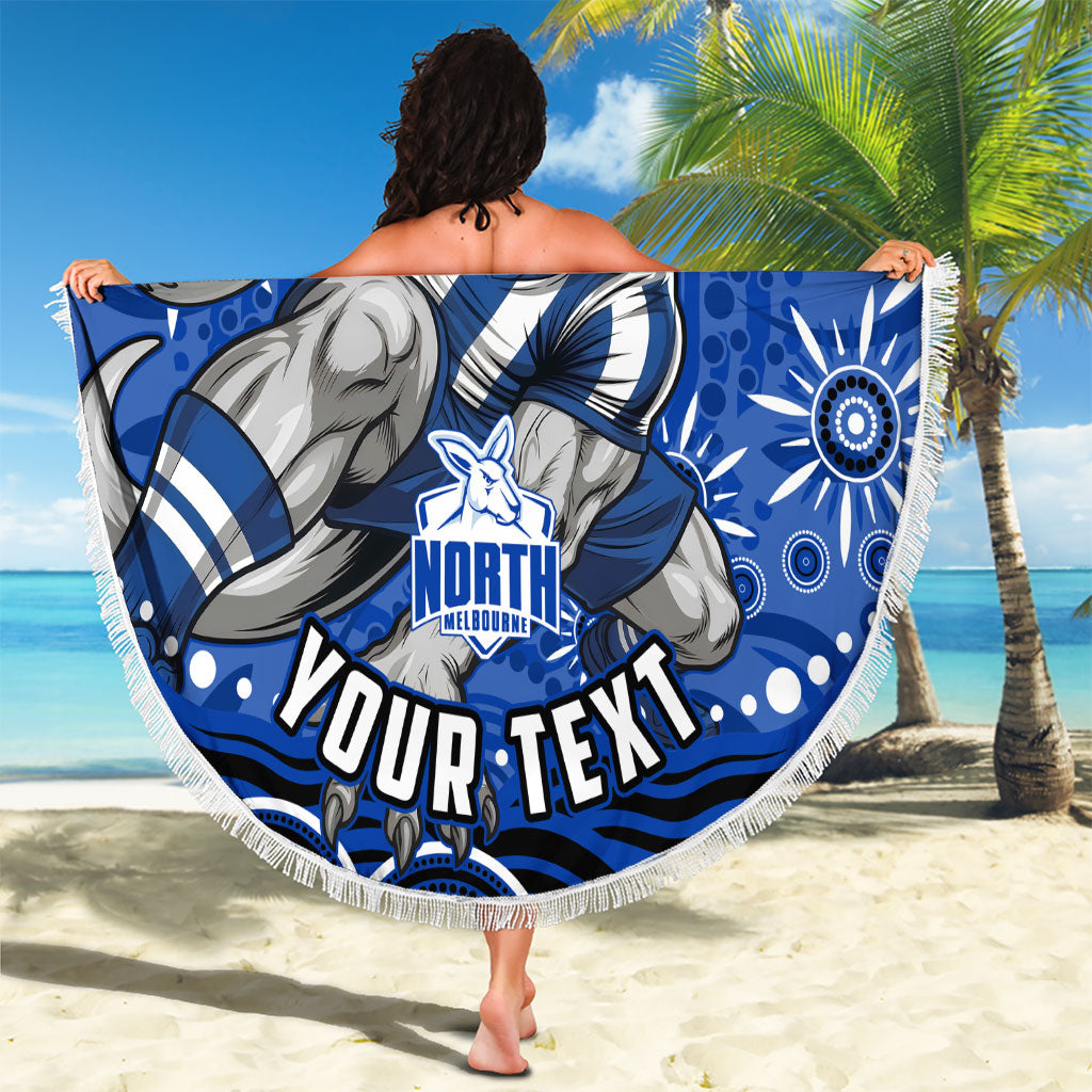 Personalized North Melbourne Kangaroos Footy Mascot Beach Blanket Aboriginal Dot Art - Dreamtime Football Mascot