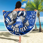 Personalized North Melbourne Kangaroos Footy Mascot Beach Blanket Aboriginal Dot Art - Dreamtime Football Mascot