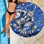 Personalized North Melbourne Kangaroos Footy Mascot Beach Blanket Aboriginal Dot Art - Dreamtime Football Mascot