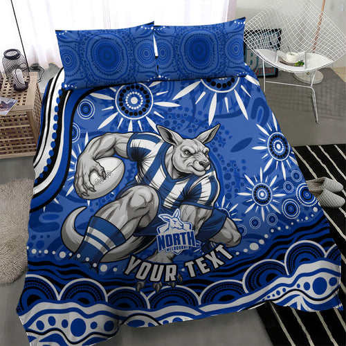 Personalized North Melbourne Kangaroos Footy Mascot Bedding Set Aboriginal Dot Art - Dreamtime Football Mascot