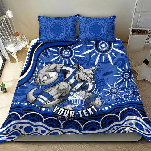 Personalized North Melbourne Kangaroos Footy Mascot Bedding Set Aboriginal Dot Art - Dreamtime Football Mascot